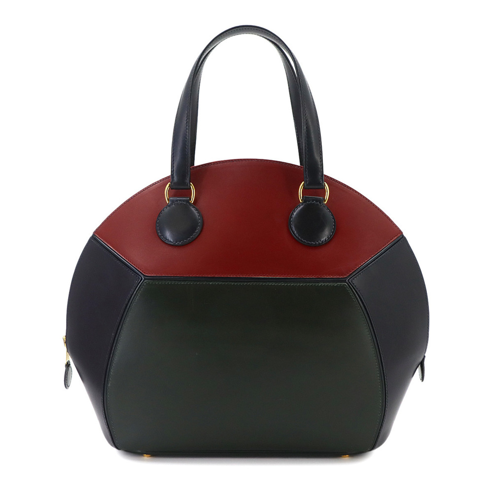 Hermes Ile de Shiki Handbag, Box Calf Leather, Rouge H, Blue Indigo Green, 〇...